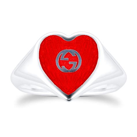 gucci silver heart ring|Gucci interlocking ring silver.